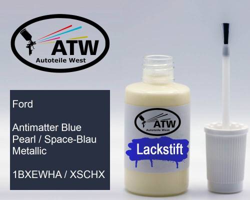 Ford, Antimatter Blue Pearl / Space-Blau Metallic, 1BXEWHA / XSCHX: 20ml Lackstift, von ATW Autoteile West.